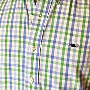 Vineyard Vines Blue and Green Plaid Shirt